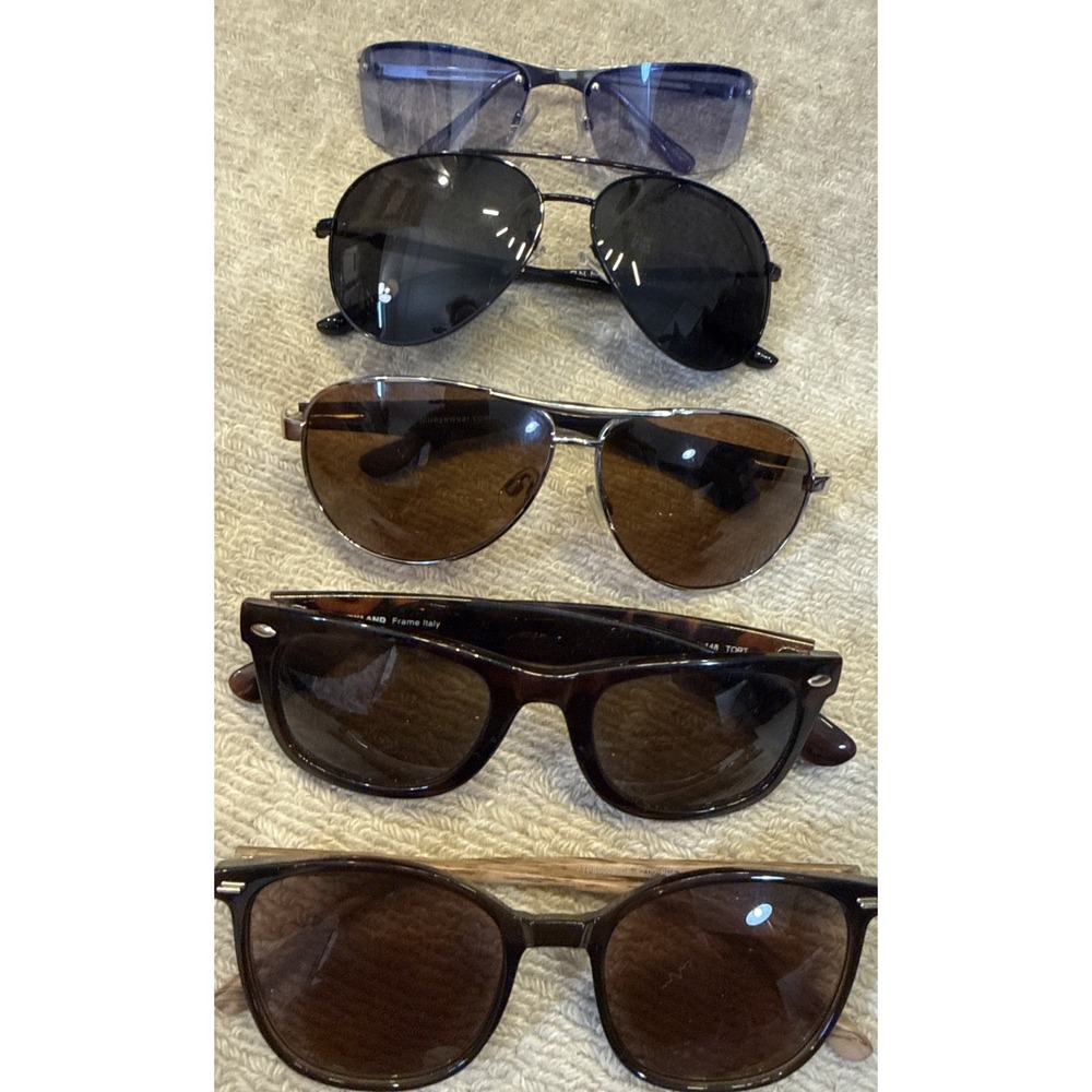 5 pairs designer sunglasses:-LeDeesse, Kirkland Italy, ICUEYE,Luenx-All 5 pairs